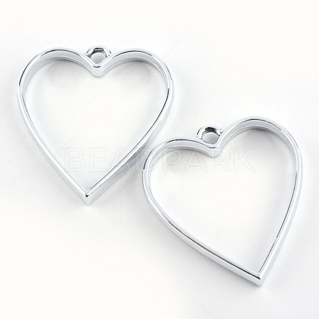 Rack Plating Alloy Heart Open Back Bezel Pendants LS-PALLOY-S047-12D-FF-1