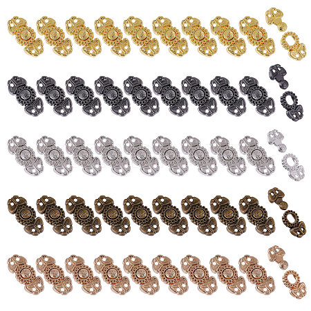 50Pcs 5 Colors Flower Alloy Snap Lock Clasps FIND-GL0002-03-1