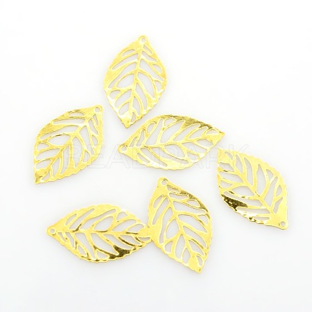 Leaf Iron Pendants KK-O015-20G-1