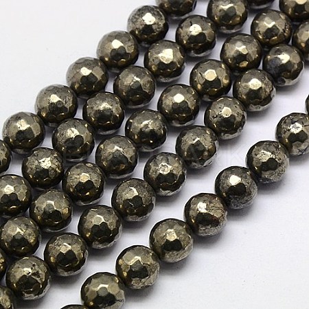 Natural Pyrite Beads Strands G-L031-10mm-03-1