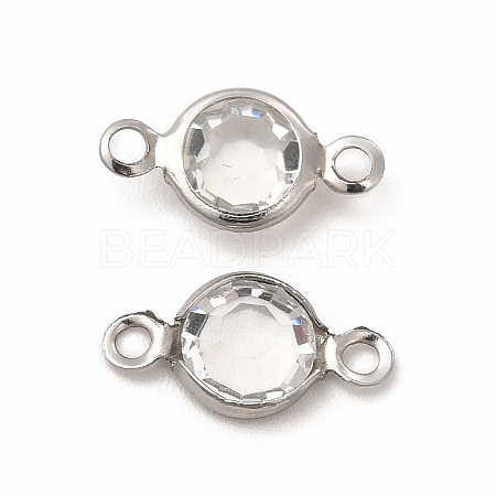 304 Stainless Steel with Glass Connector Charms STAS-G305-08P-03-1
