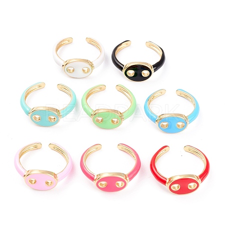 Brass Enamel Cuff Rings RJEW-A002-12G-1