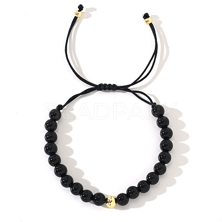 Natural Obsidian Round Beads Braided Bead Bracelets ZJ4066-6-1