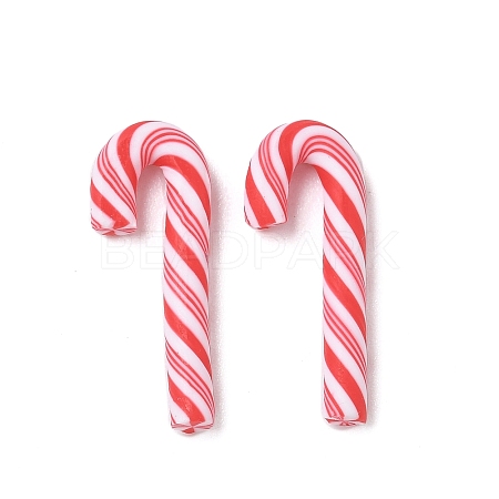 Christmas Candy Cane Handmade Polymer Clay Beads CLAY-P005-03B-02-1