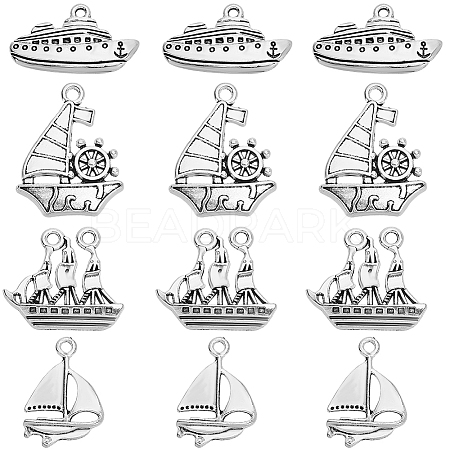 56Pcs 4 Styles Tibetan Style Alloy Pendants PALLOY-SC0004-35-1