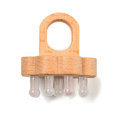 Natural Rose Quartz Scalp Massager AJEW-G058-02C-1