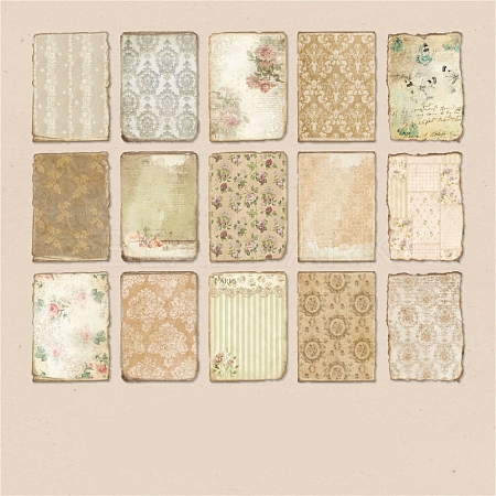 30 Sheets 15 Styles Vintage Flower Scrapbook Paper Pads PW-WG11618-04-1