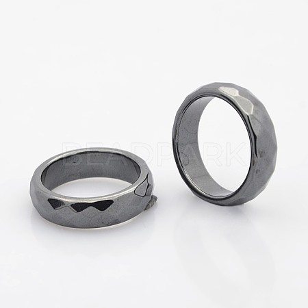 Non-Magnetic Synthetic Hematite Wide Band Rings RJEW-J005-04A-1