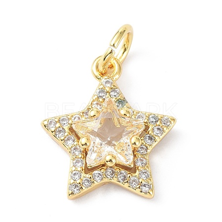 Brass Cubic Zirconia Charms ZIRC-C022-07G-1