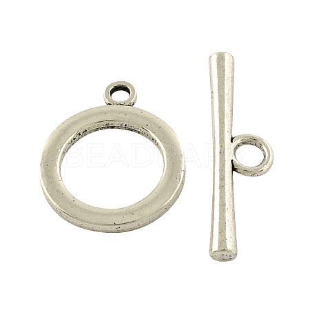 Tibetan Style Alloy Ring Toggle Clasps TIBE-A12588-AS-RS-1