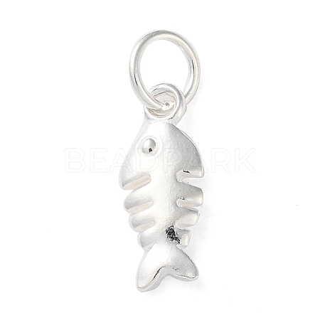 925 Sterling Silver Fish Charms with Jump Rings STER-E071-01S-07-1