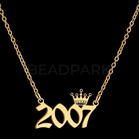 Crown Birth Year 201 Stainless Steel Pendant Necklaces for Women FS-WG4E8F2-28-1