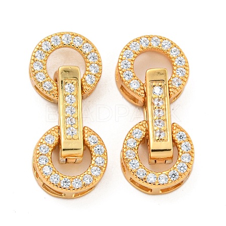 925 Sterling Silver Micro Pave Clear Cubic Zirconia Fold Over Clasps STER-U001-20G-1