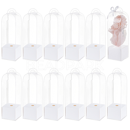 Transparent PVC Single Rose Flower Packaging Boxes ABAG-WH0045-32B-1