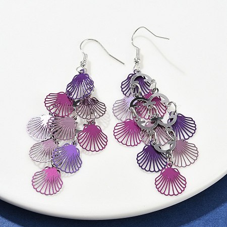 430 Stainless Steel Shell Shape Dangle Earrings EJEW-A137-03P-03-1