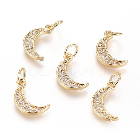 Brass Micro Pave Cubic Zirconia Pendants X-ZIRC-G166-09G-1