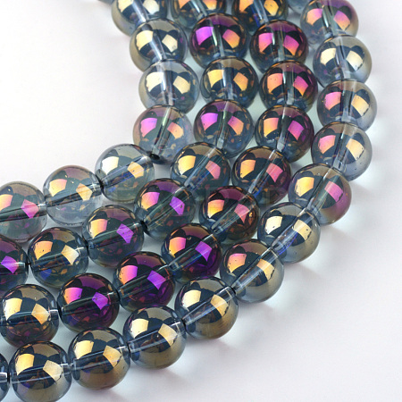 Electroplate Glass Beads Strands EGLA-Q062-8mm-A03-1