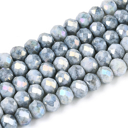 Anti-Tarnish Electroplate Rondelle Glass Beads Strands X-EGLA-T021-4mm-17-10-1