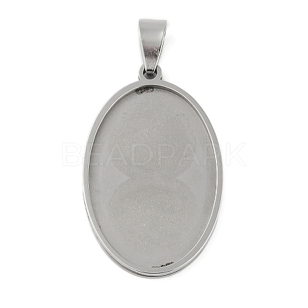 Non-Tarnish 201 Stainless Steel Pendant Cabochon Settings STAS-L279-012P-01-1