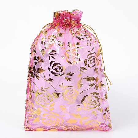 Rose Printed Organza Bags OP-R021-13x18-07-1