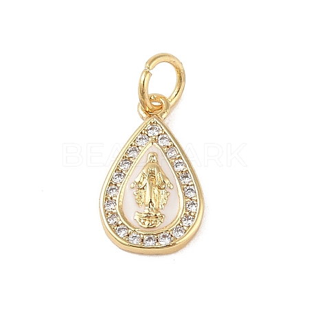 Brass Micro Pave Clear Cubic Zirconia Pendants KK-E111-31G-G-1