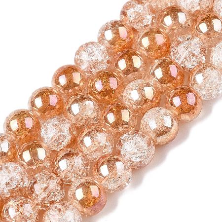 Electroplated Crackle Glass Beads Strands EGLA-N014-8mm-01-1