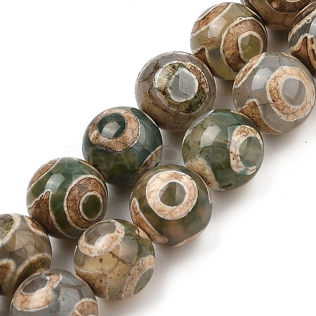Natural Tibetan 3-Eye dZi Agate Beads Strands G-A240-A03-01-1