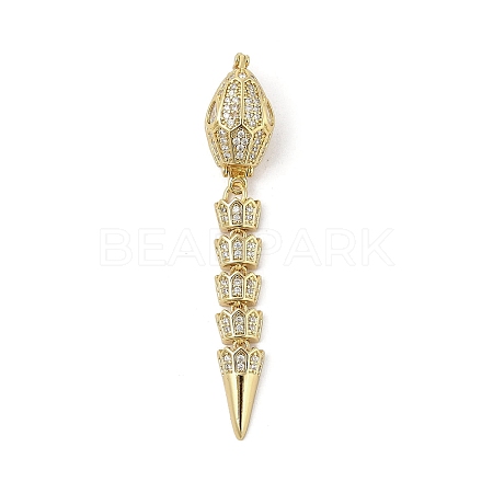 Brass Micro Pave Clear Cubic Zirconia Snap Clasps KK-Z078-37G-1