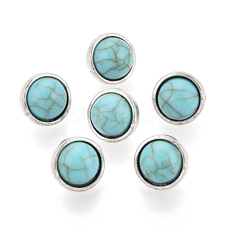 Zinc Metal Alloy & Natural Turquoise Buttons LS-BUTT-WH0057-001BAS-1