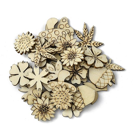 100Pcs Wood Cabochons WOOD-G020-08-1