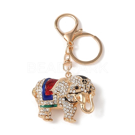 Elephant Zinc Alloy Enamel with Rhinestone Pendant Keychain KEYC-G061-01B-1