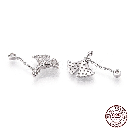 Rhodium Plated 925 Sterling Silver Micro Pave Cubic Zirconia Charms STER-T004-13P-1