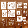 11Pcs 11 Styles Plant Theme PET Hollow Out Drawing Painting Stencils DIY-WH0394-0146-2