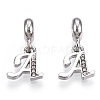 Platinum Rack Plating Alloy Rhinestone European Dangle Charms PALLOY-T048-36P-A-1
