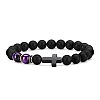 Cross Natural Obsidian & Dyed Tiger Eye Stretch Bracelet HU1552-6-1