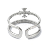 304 Stainless Steel Double Twist Crucifix Cuff Rings RJEW-M019-30P-3