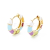 Stripe Pattern Enamel Chunky Hinged Hoop Earrings for Women EJEW-P196-28G-1