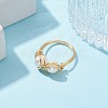 Natural Pearl Braided Bead Style Finger Ring RJEW-JR00614-2