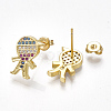 Brass Cubic Zirconia Stud Earrings X-EJEW-S201-120-2