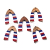 Independence Day Opaque Striped Resin & Walnut Wood Pendants RESI-U010-02W-1