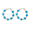 Heart & Glass Pearl Beaded Big Huggie Hoop Earrings EJEW-JE04733-2