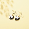 Heart with Tai Ji Alloy Enamel Dangle Earrings EJEW-JE04979-3