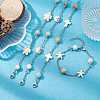 4Pcs 4 Style Natural Flower Amazonite & Synthetic Turquoise Beaded Link Chain Bracelets Set BJEW-JB09518-5