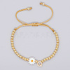 Golden Tone Daisy Braided Bead Bracelets WY1454-17-1