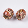 Printed Natural Wood Large Hole Beads X-WOOD-R251-01-LF-3