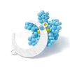 4Pcs 4 Colors Glass Seed Beaded Moon & Flower Pendants PALLOY-MZ01185-5