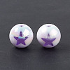 UV Plating Rainbow Iridescent Acrylic Beads OACR-H015-14-5