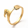304 Stainless Steel Wtch Broom and Hat Open Cuff Ring for Women RJEW-K239-06G-3