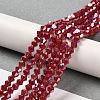 Opaque Solid Color Electroplate Glass Beads Strands EGLA-A039-P4mm-B01-4