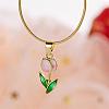 Tulip Alloy Enamel Pendant Necklaces FS-WGE671B-06-1